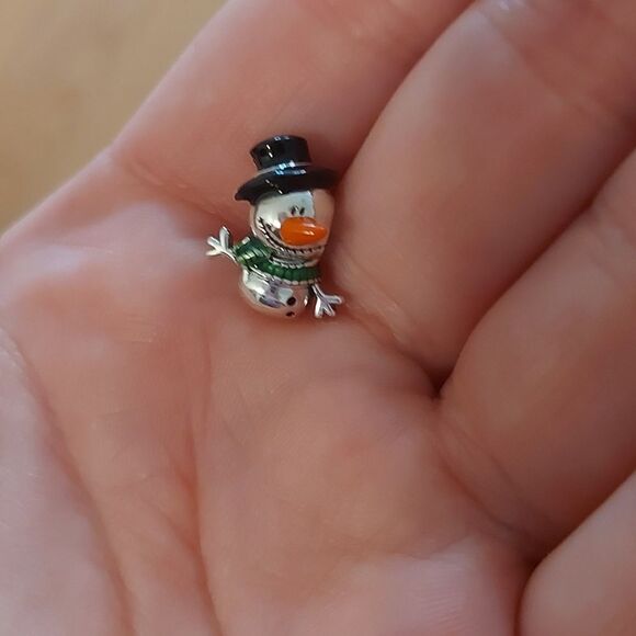 925 Sterling Silver Snowman Charm - Picture 3 of 7